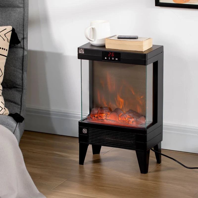 HOMCOM Electric Fireplace Heater- Black