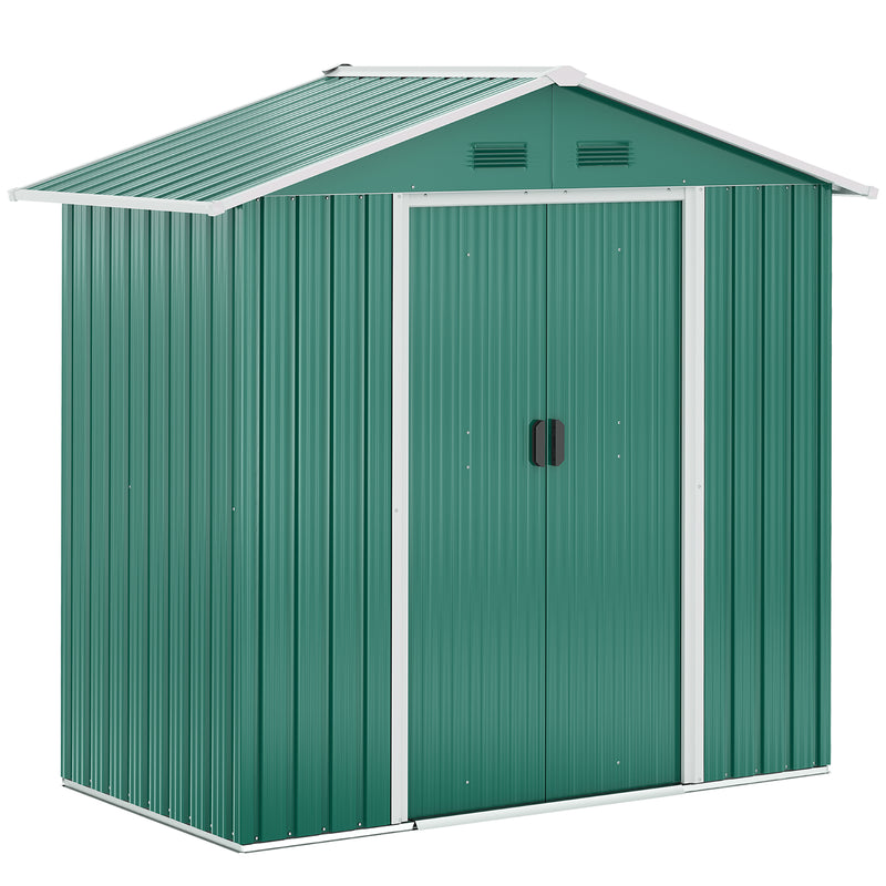 Outsunny 6.5x3.5ft Metal Garden Shed for Garden and Outdoor Storage, Green