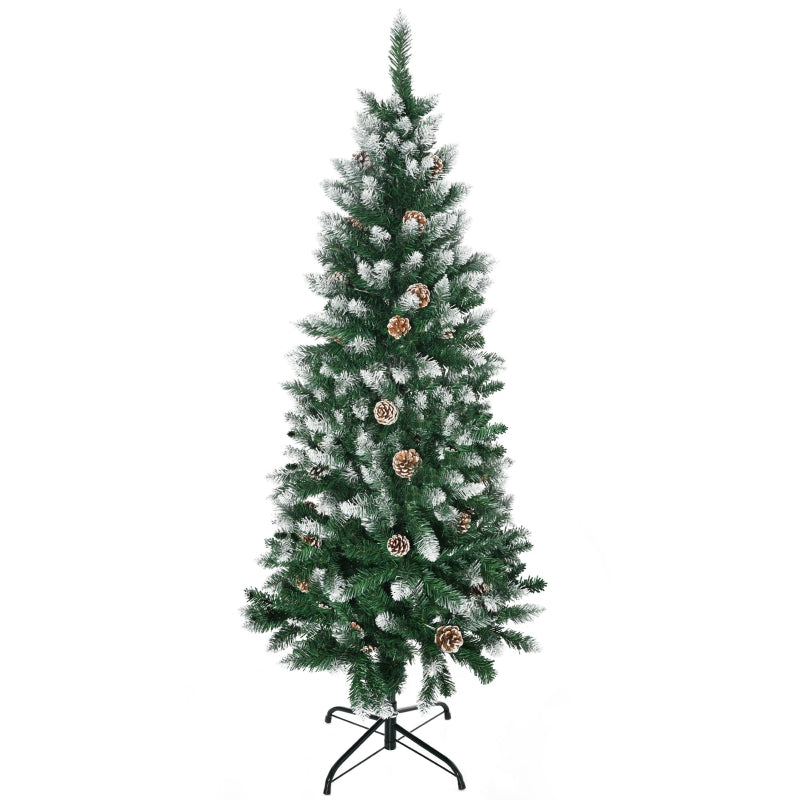 HOMCOM Christmas Tree Snow Dipped Slim 5'