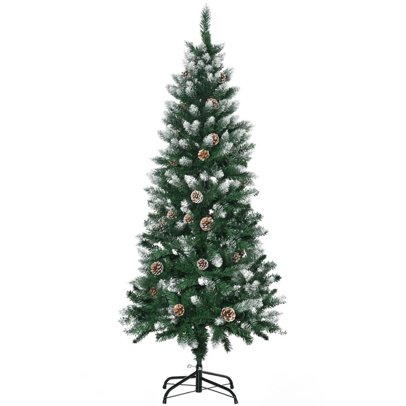 HOMCOM Christmas Tree Snow Dipped Slim 5'