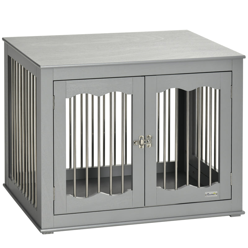 PawHut Dog Crate End Table w/ Locks and Latches, for Medium Dogs