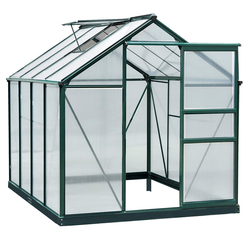 Outsunny 6x8ft Walk-In Polycarbonate Greenhouse Plant Grow Galvanized Aluminium