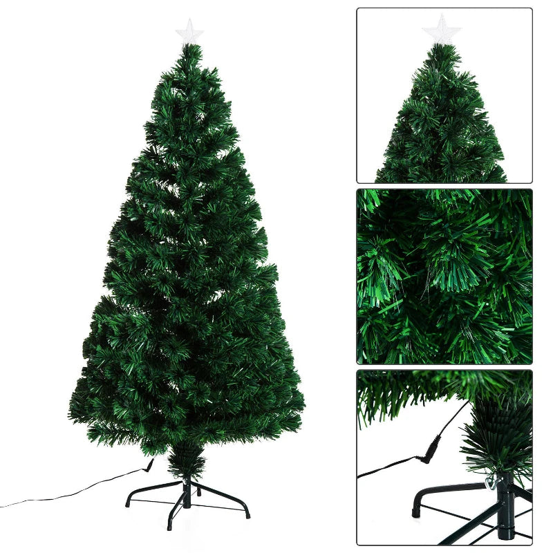 HOMCOM Christmas Fibre Optic Tree 5' with Blue Star