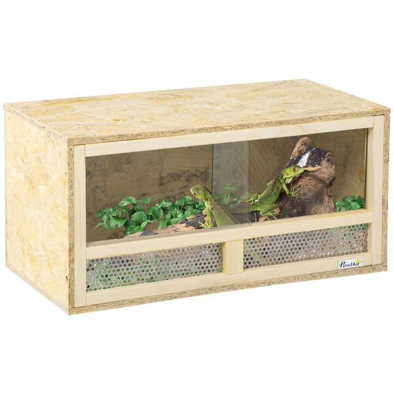 PawHut 60cm Reptile Terrarium Vivarium w/ Glass Sliding Doors, Breathable Mesh