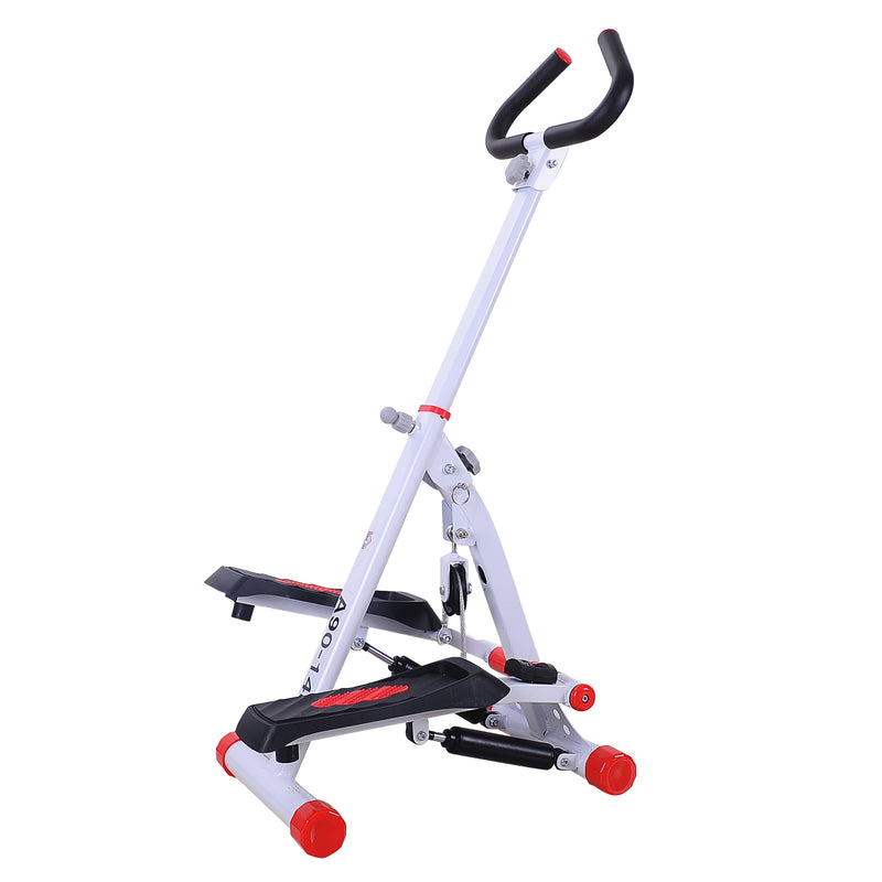 HOMCOM Foldable Stepper Adjustable Step Machine w/ Handlebar LCD Display, Red