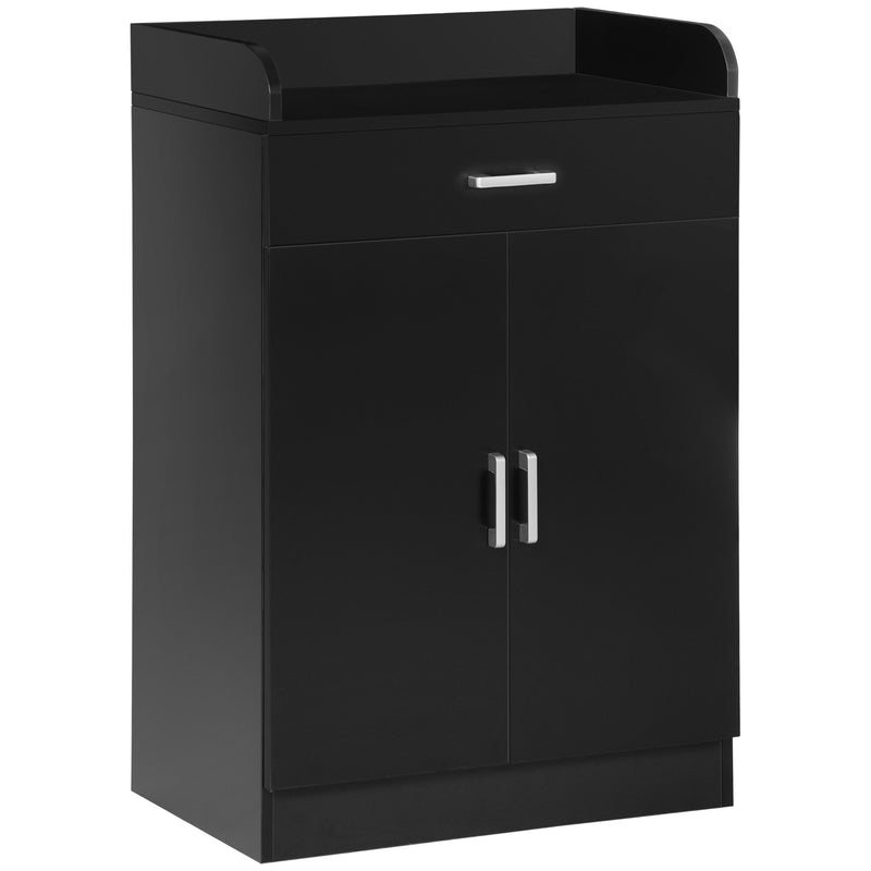 HOMCOM Modern Storage Cabinet, Small Floor Cupboard with Drawer Shelf Black