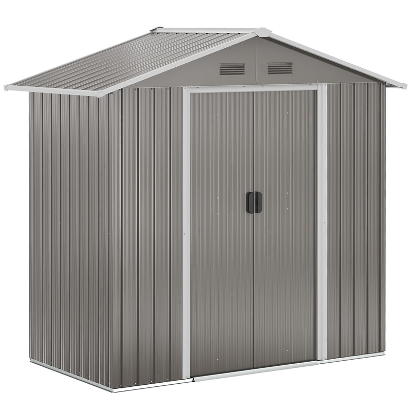 Outsunny 6.5x3.5ft Metal Garden Shed for Garden and Outdoor Storage, Grey