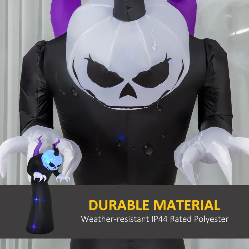 Halloween Inflatable Ghost with scary 7ft Horns LED display