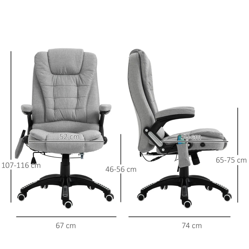 Vinsetto Vibration Massage Office Chair with Heat, Lumbar Pillow, Footrest, Microfibre Comfy Computer Chair, Gray