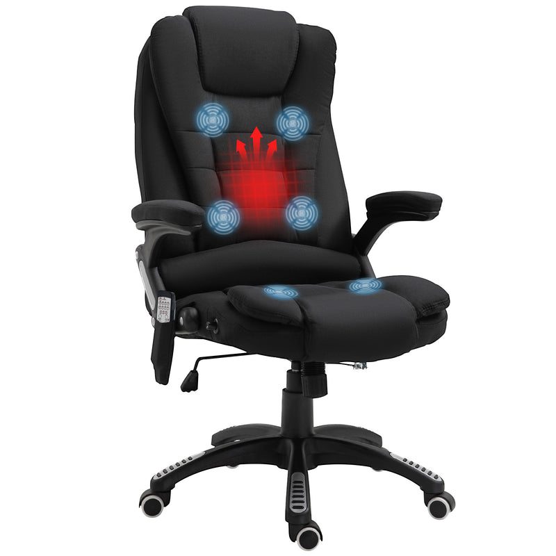 Vinsetto Office Chair w/ Heating Massage Points Relaxing Reclining Black