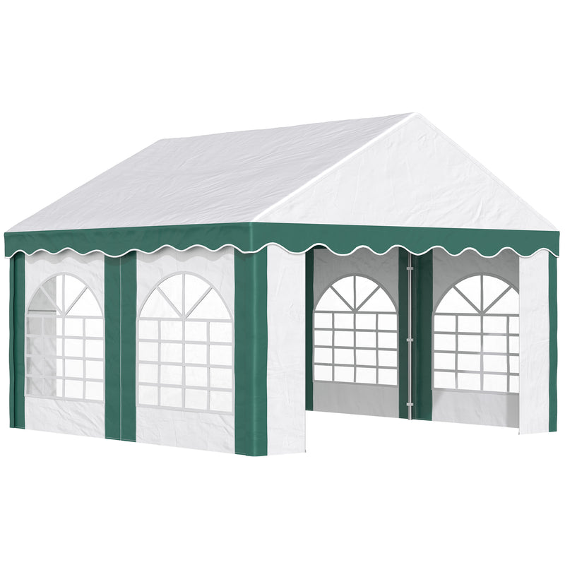 Outsunny 4 x 4m Marquee Gazebo, Party Tent with Sides and Double Doors