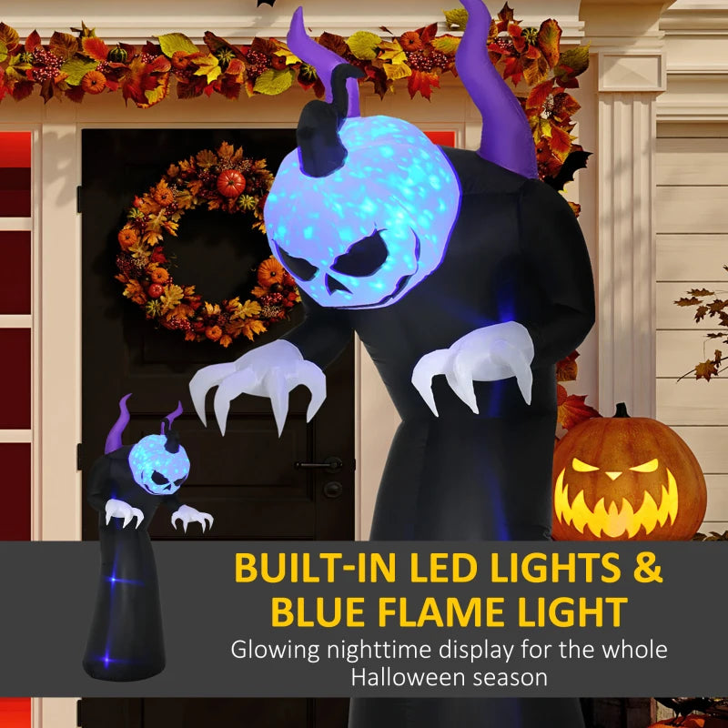 Halloween Inflatable Ghost with scary 7ft Horns LED display