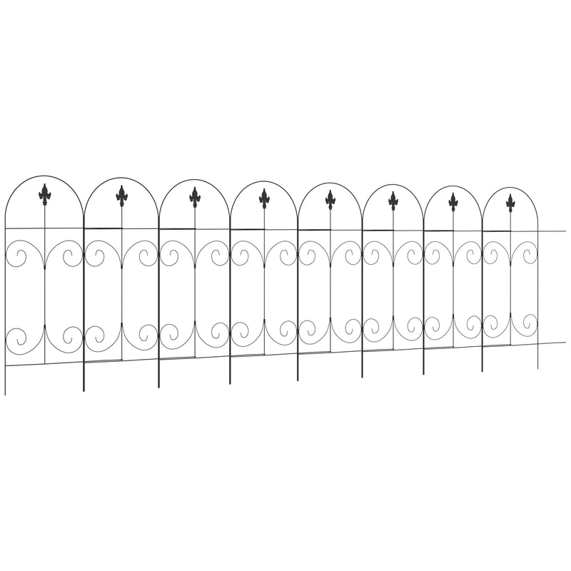 Outsunny Decorative Garden Fencing 8PCs 44in x 12.5ft Metal Border Edging