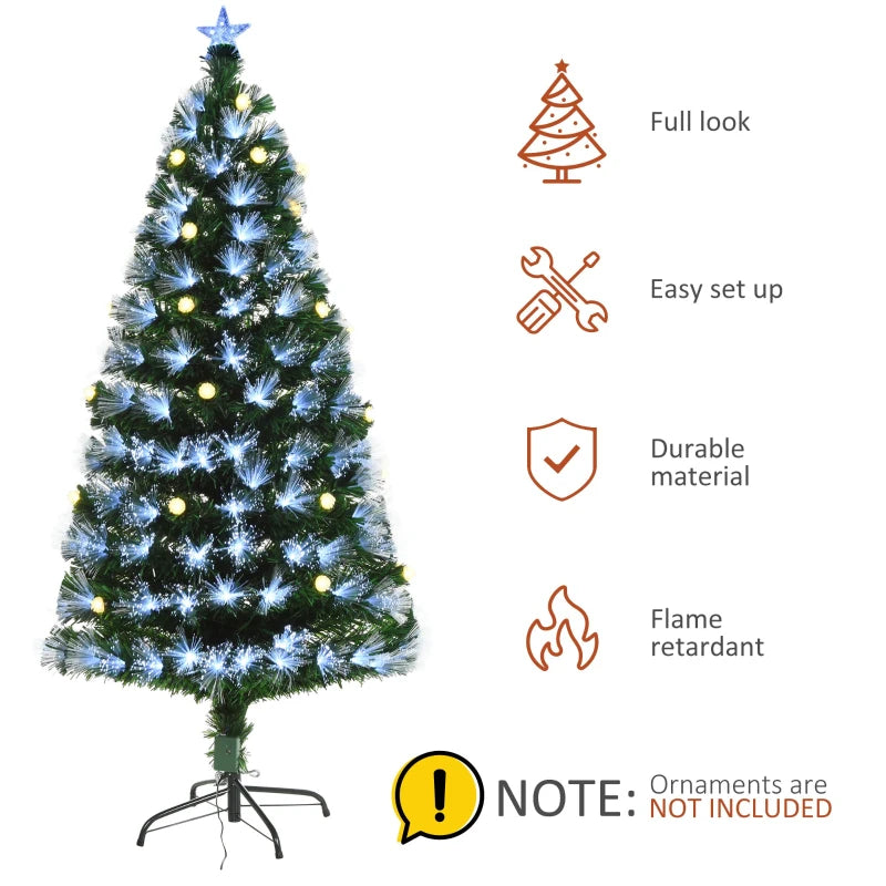 Christmas Fibre Optic Tree 6' with Warm White Cherry Lights and Blue Star