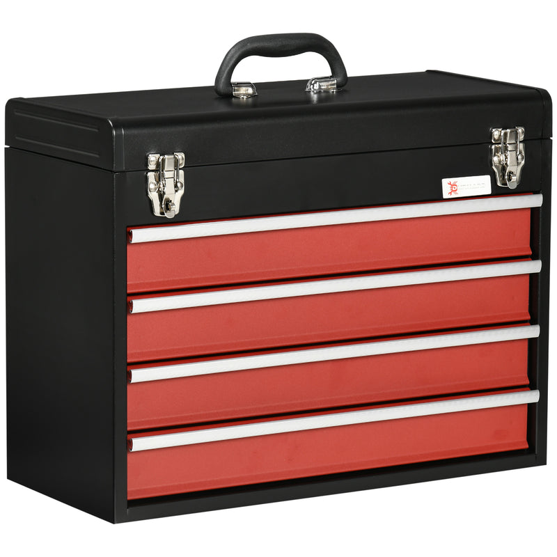 DURHAND Lockable 4 Drawer Tool Chest w/ Ball Bearing Slide Drawer 51cmx22cmx40cm