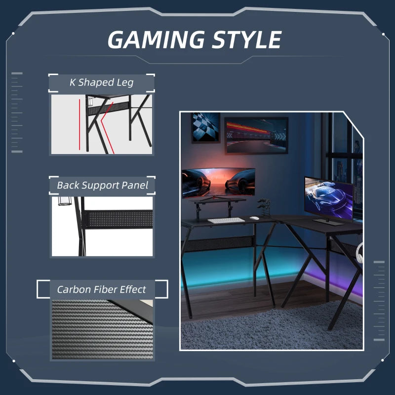 HOMCOM Gaming Corner Desk 125x125x75cm Black