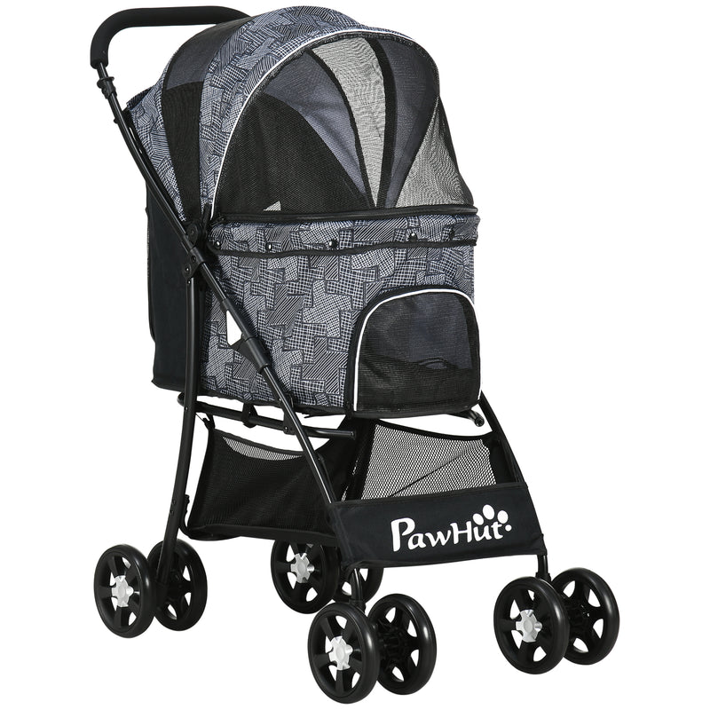 PawHut Pet Stroller Dog Pram Pushchair Cat Travel Carriage Universal Wheels Grey