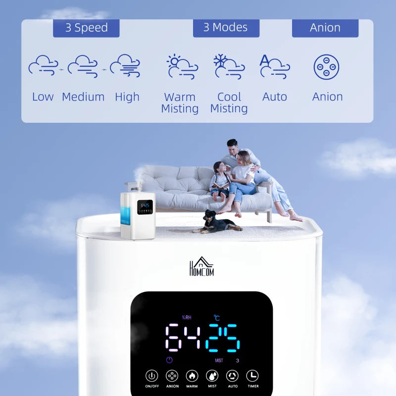 HOMCOM Air Humidifiers with Remote 6L - White