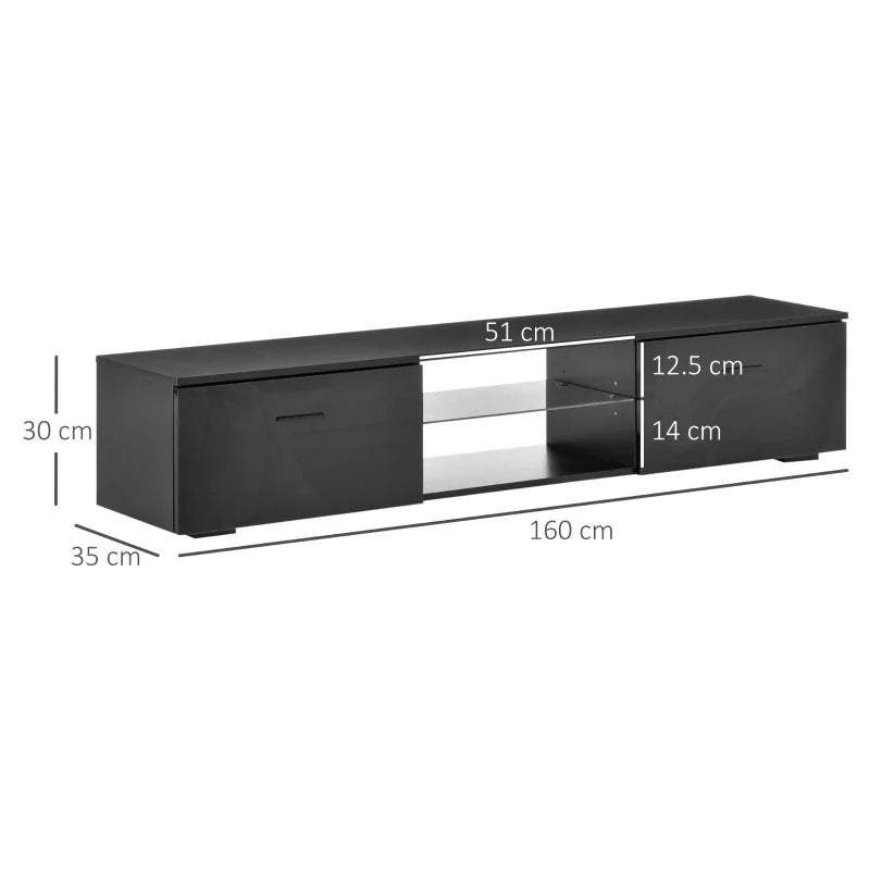 HOMCOM TV Stand High Gloss with LEDs 160cm - Black