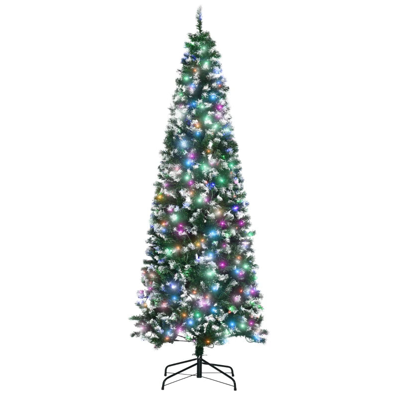 HOMCOM Christmas Tree Slim 7' with 350 Multi Coloured LED Lights