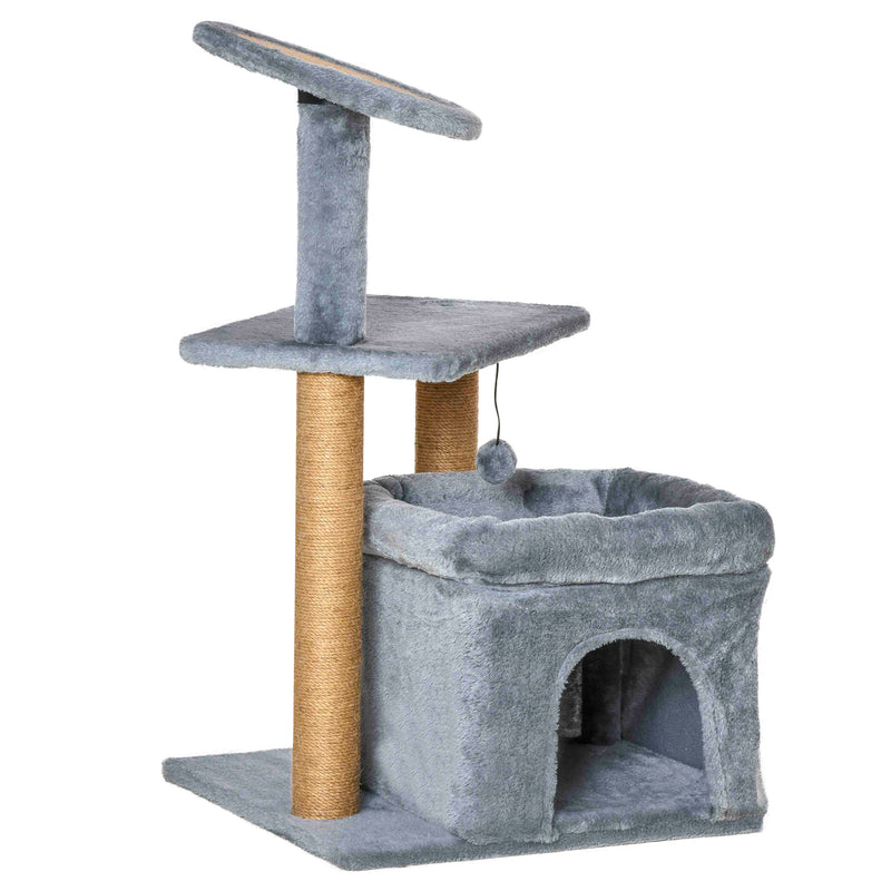 PawHut Cat Tree Tower w/ Scratching Posts Pad Condo Perch Bed Ball Kitten Toy