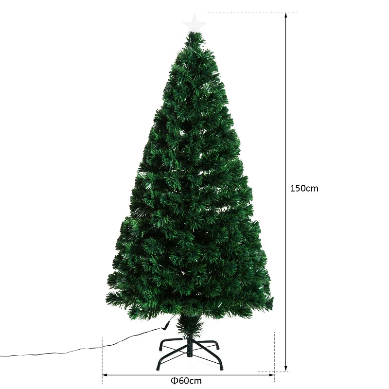 HOMCOM Christmas Fibre Optic Tree 5' with Blue Star