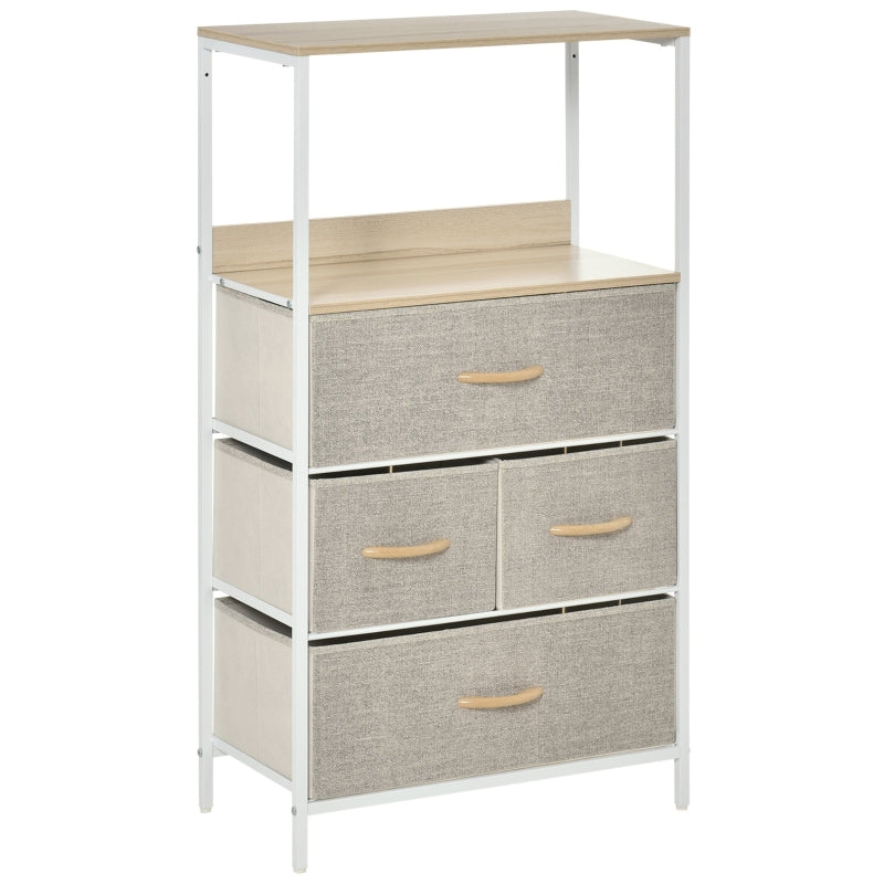 HOMCOM Fabric Chest of Drawers Storage Unit 58x29x103cm - White