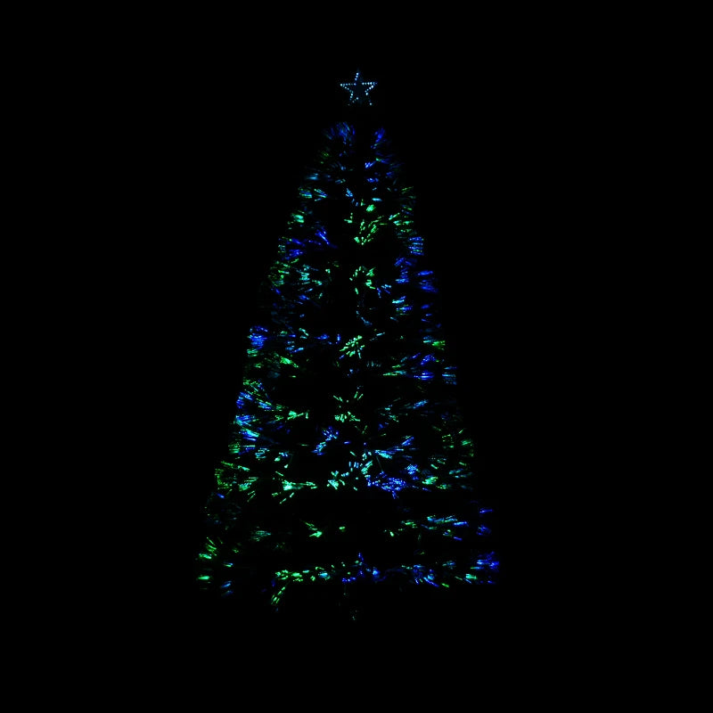 HOMCOM Christmas Fibre Optic Tree 5' with Blue Star