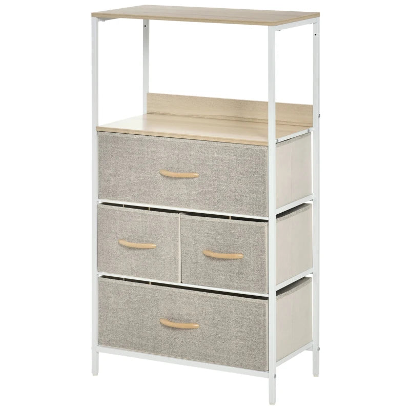 HOMCOM Fabric Chest of Drawers Storage Unit 58x29x103cm - White