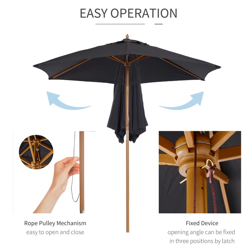 Outsunny Patio Umbrella Black