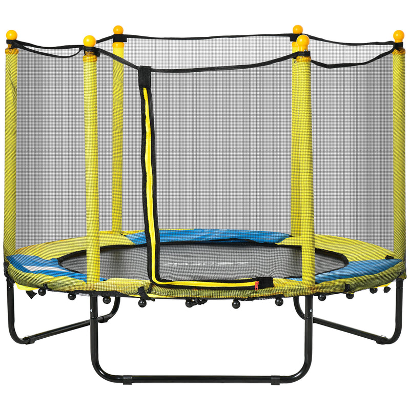 HOMCOM 4.6FT Kids Trampoline w/ Enclosure, Kids 1-10 Years - Yellow