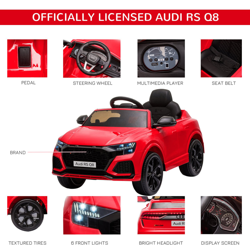 HOMCOM Kids Electric Ride On Car Audi RS Q8 6v - Red