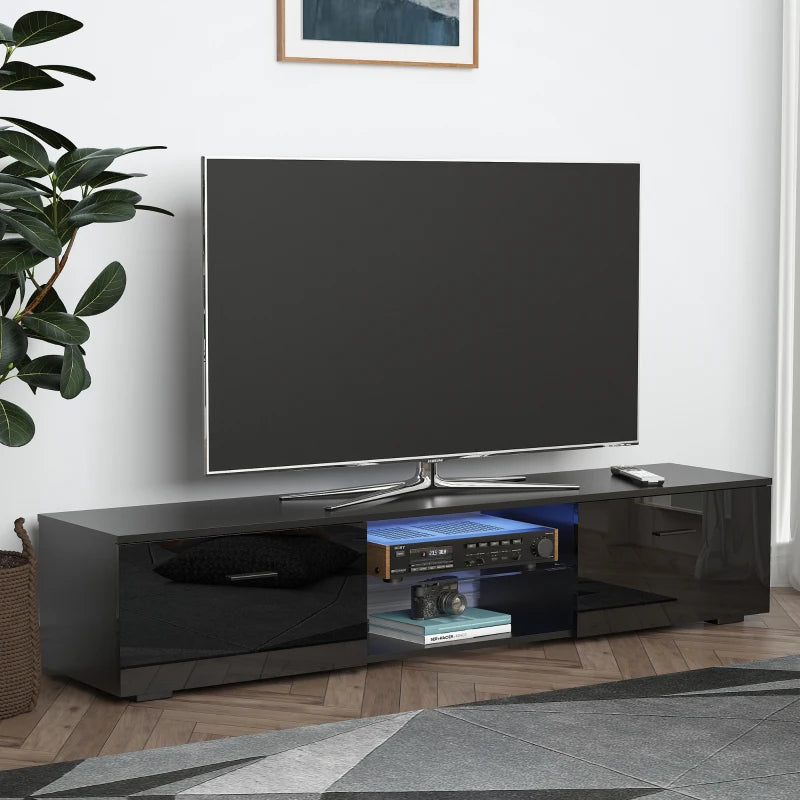 HOMCOM TV Stand High Gloss with LEDs 160cm - Black