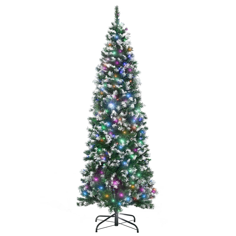 HOMCOM Christmas Tree Slim 6' with 300 Multi Coloured LED Lights