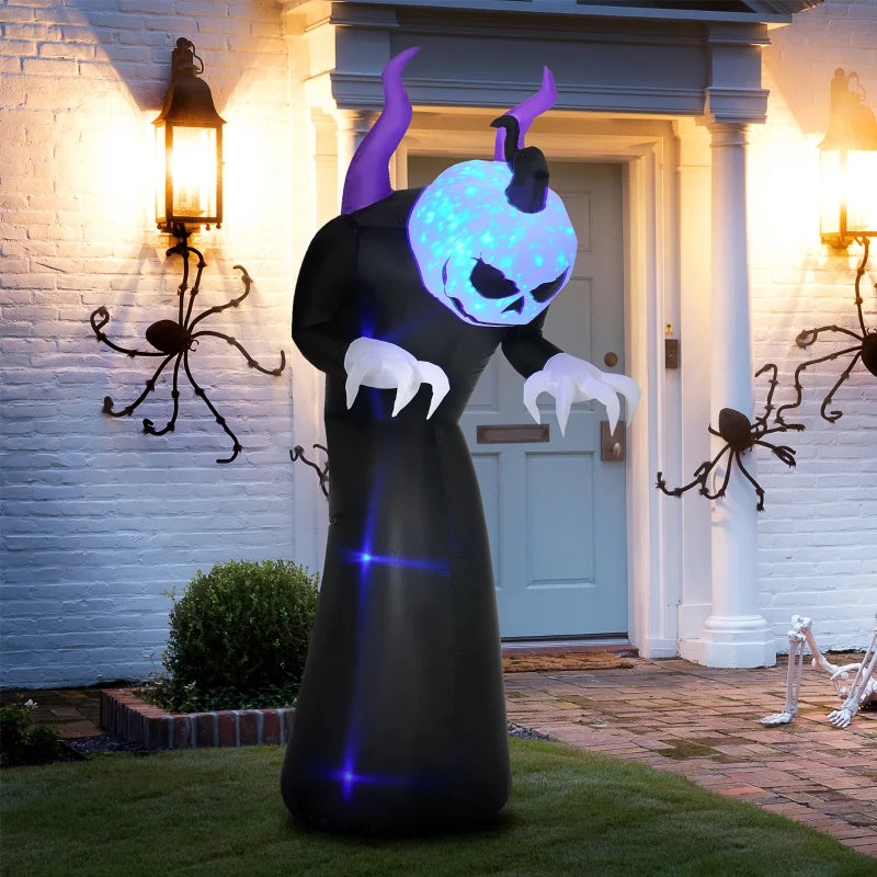 Halloween Inflatable Ghost with scary 7ft Horns LED display