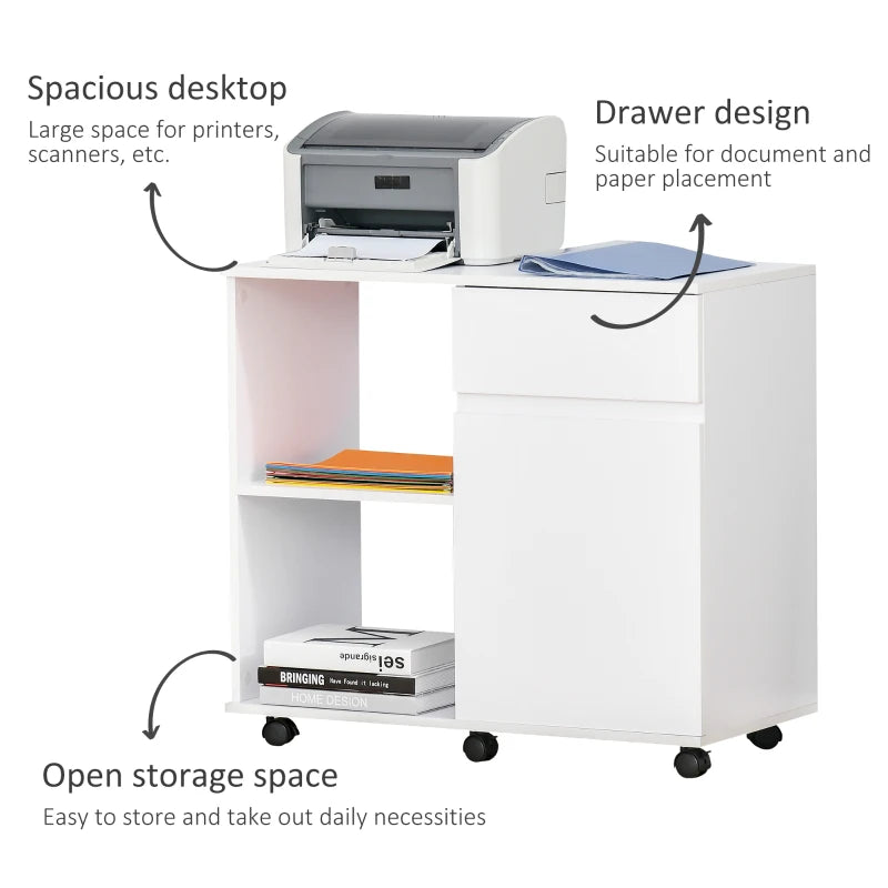 Desktop printer stand store with paper storage