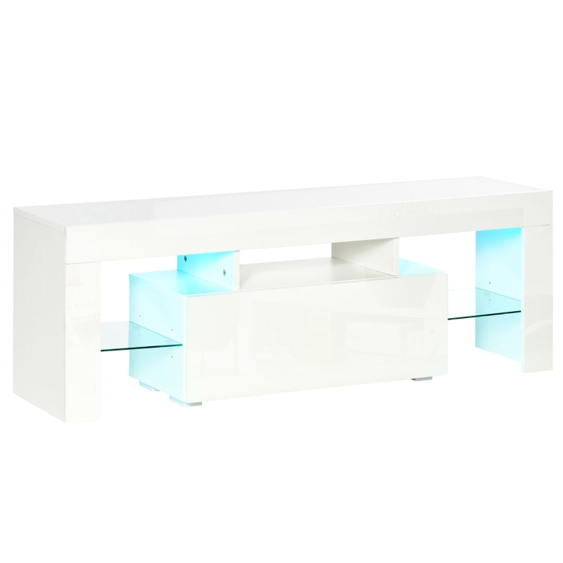 HOMCOM TV Stand High Gloss with LEDs 130cm - White