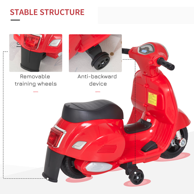 HOMCOM Kids Electric Ride on Motorcycle Trike Vespa 6v - Red