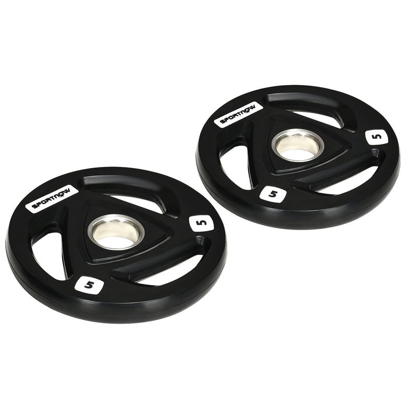 SPORTNOW Olympic Weight Plates for 2'' Barbell Bar with Tri Grips, 2 x 5kg