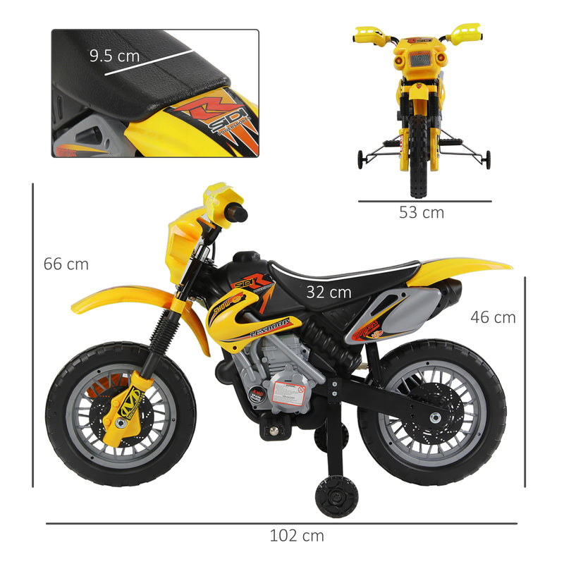 HOMCOM Kids Ride on Electric Motorcycle 6V Battery Scooter - Yellow