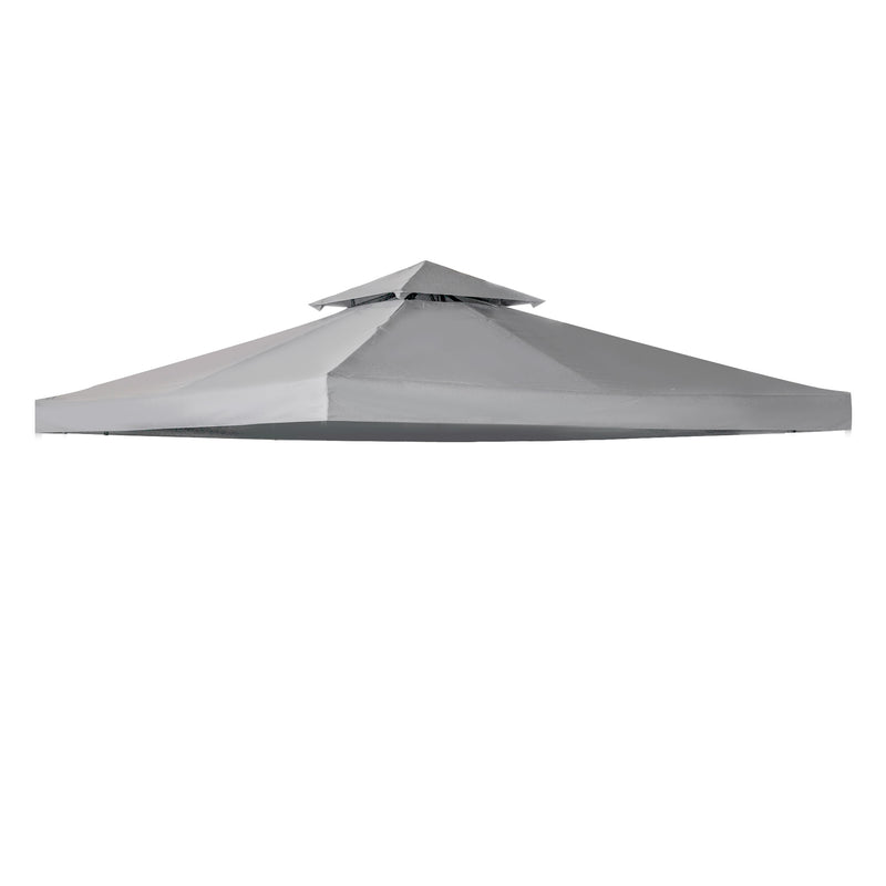 Outsunny 3(m) 2 Tier Garden Gazebo Top Cover Replacement Canopy Roof Light Grey