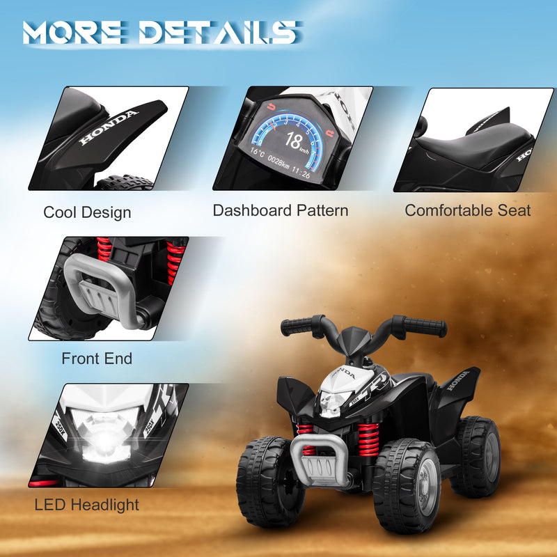 Aiya Play Kids Electric Ride On Honda Quad Bike 6v - Black