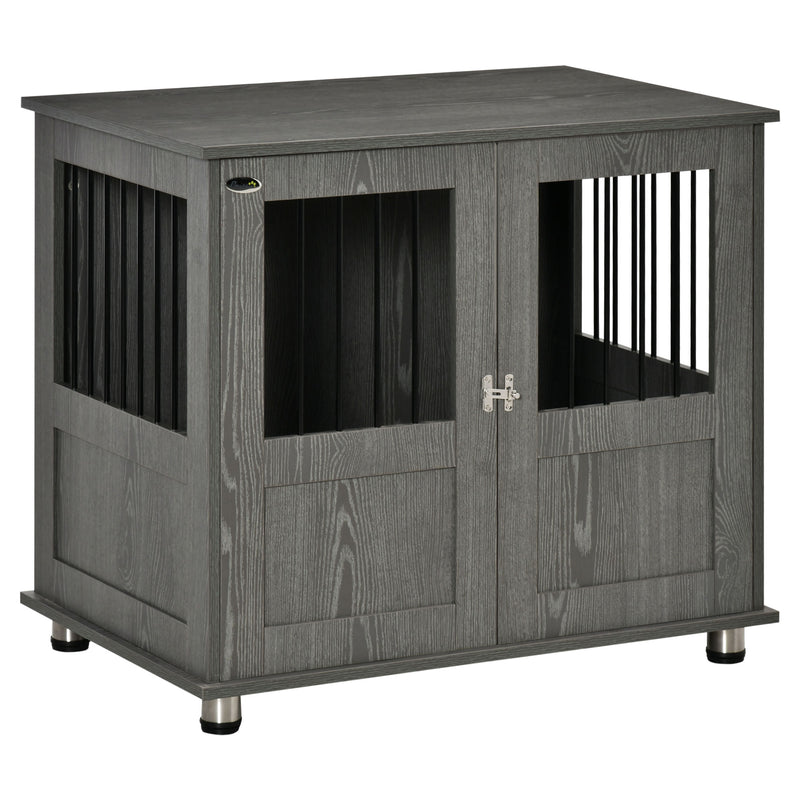 PawHut Dog Crate Kennel Cage for Small Medium Dog, Indoor End Table, Grey