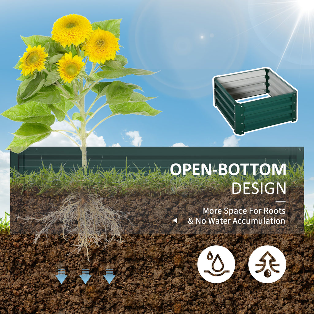 Outsunny Set Of 2 Raised Garden Bed Galvanised Planter Box Easy Setup