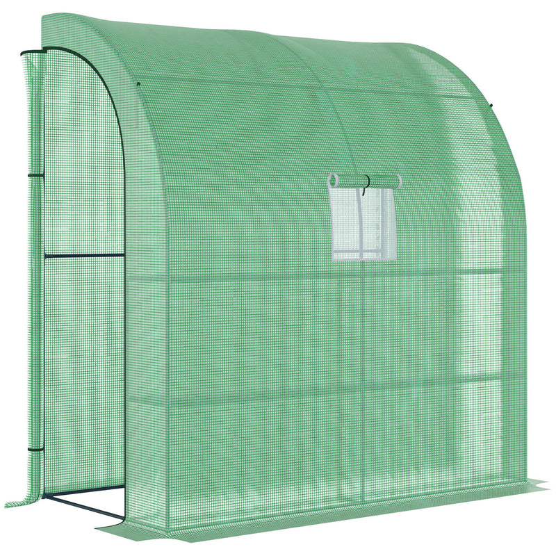 Outsunny Walk-In Lean to Wall Greenhouse w/Window&Door 200Lx 100W x 215Hcm Green